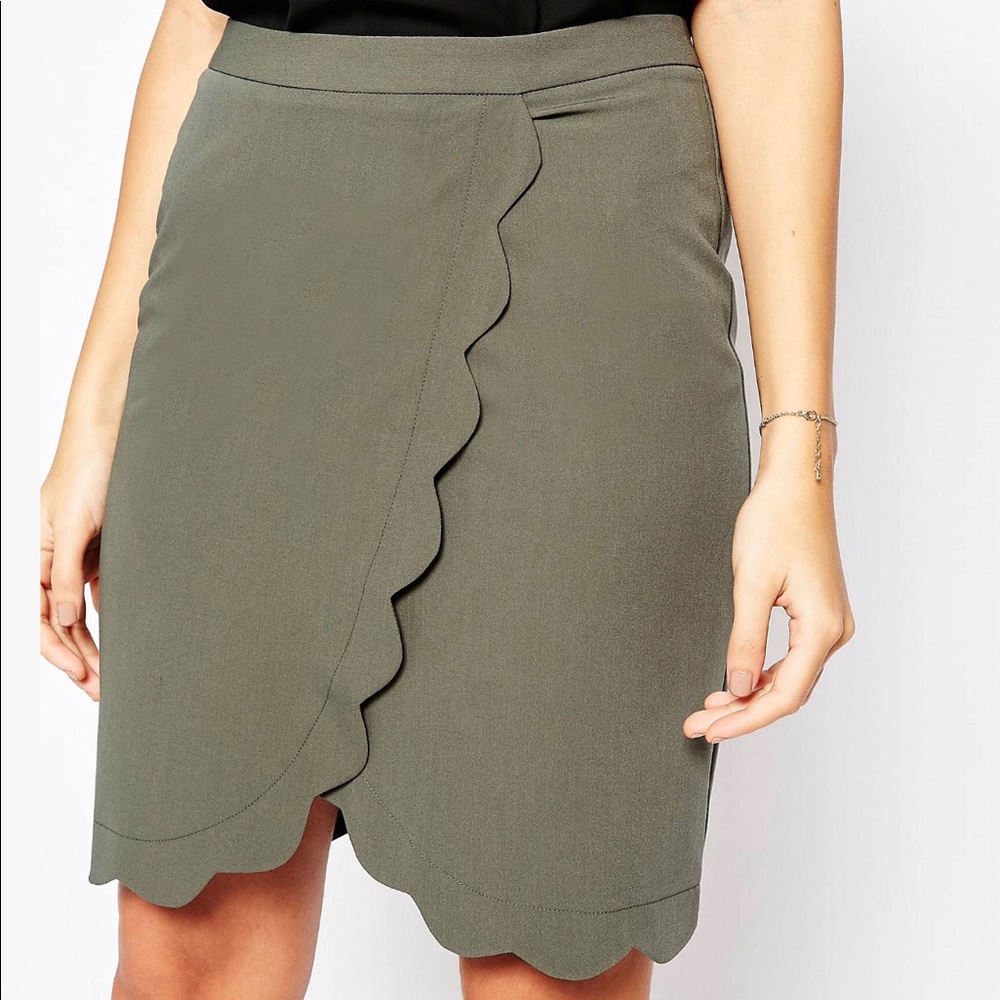NWT ASOS Wrap Pencil Skirt with Scallop Detail
